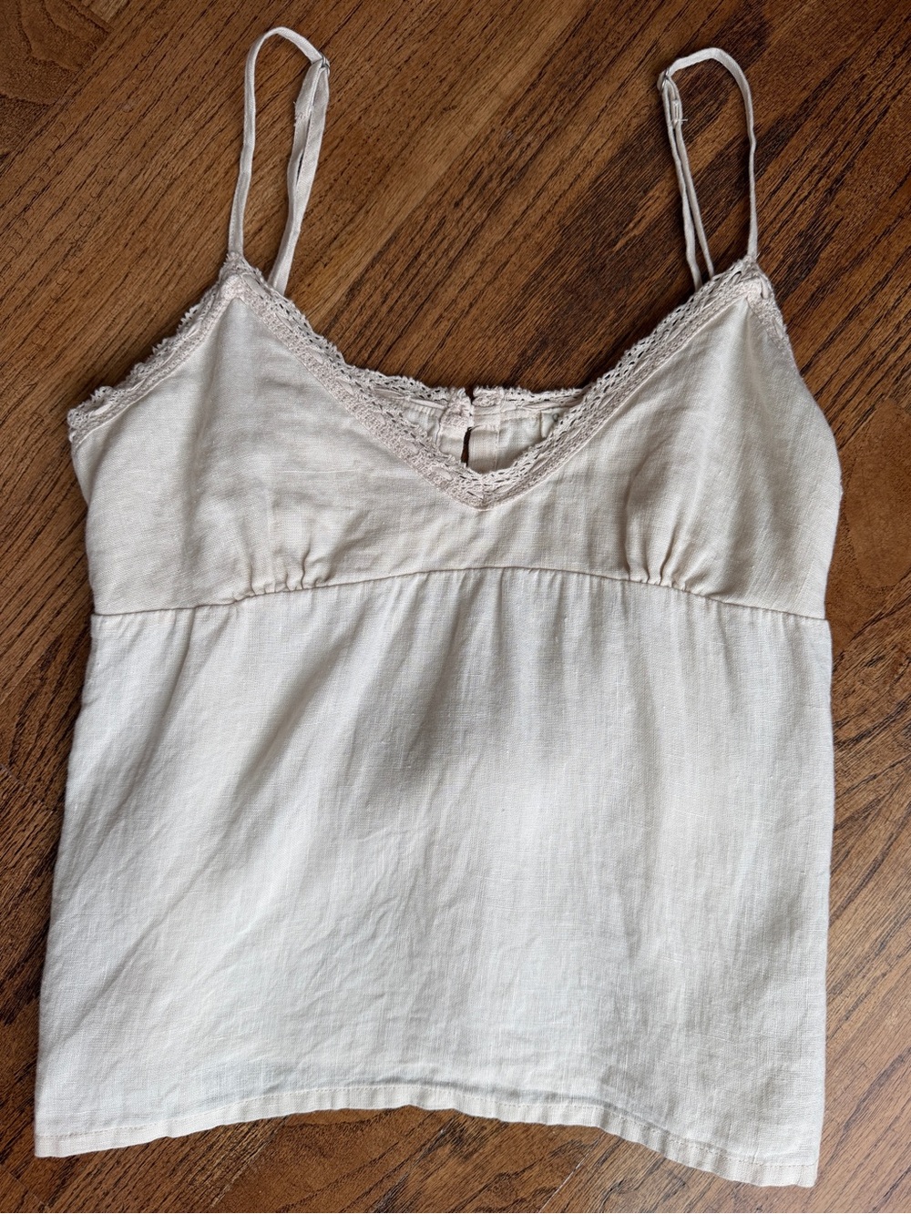 Brandy Melville J. Galt 100% Linen Lace Trim Camisole Tank One Size